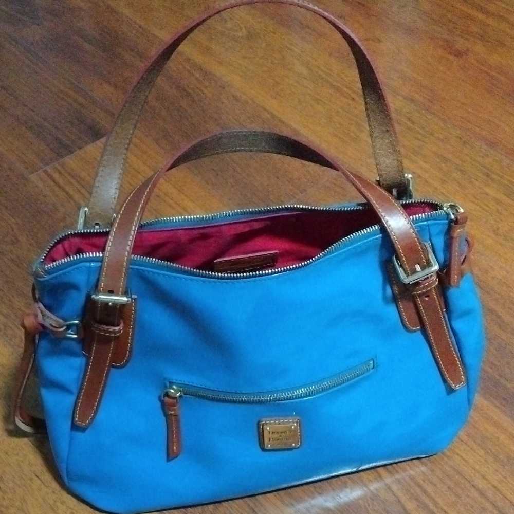 Dooney & Bourke Sky Blue and Brown Shoulder Bag
